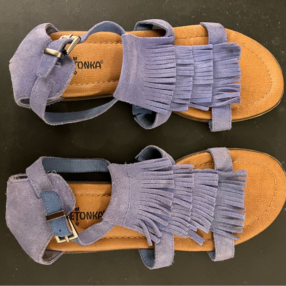 Minnetonka sandals, blue, size 8
